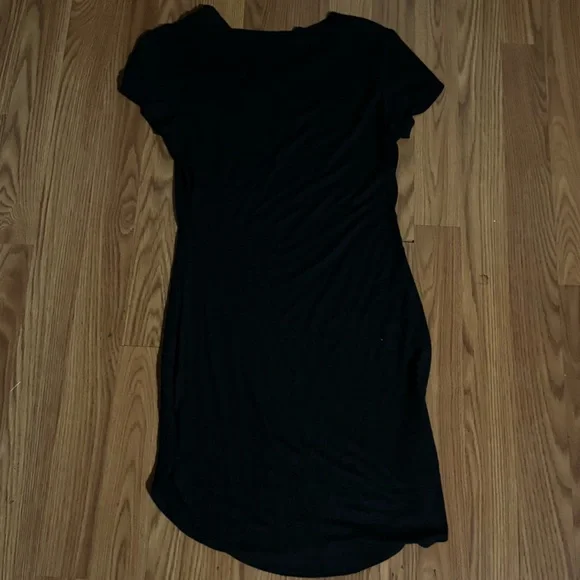 Mind Code Black Short Sleeve Shirt Dress Red Floral Embroidery Size M Boho - Picture 7 of 7